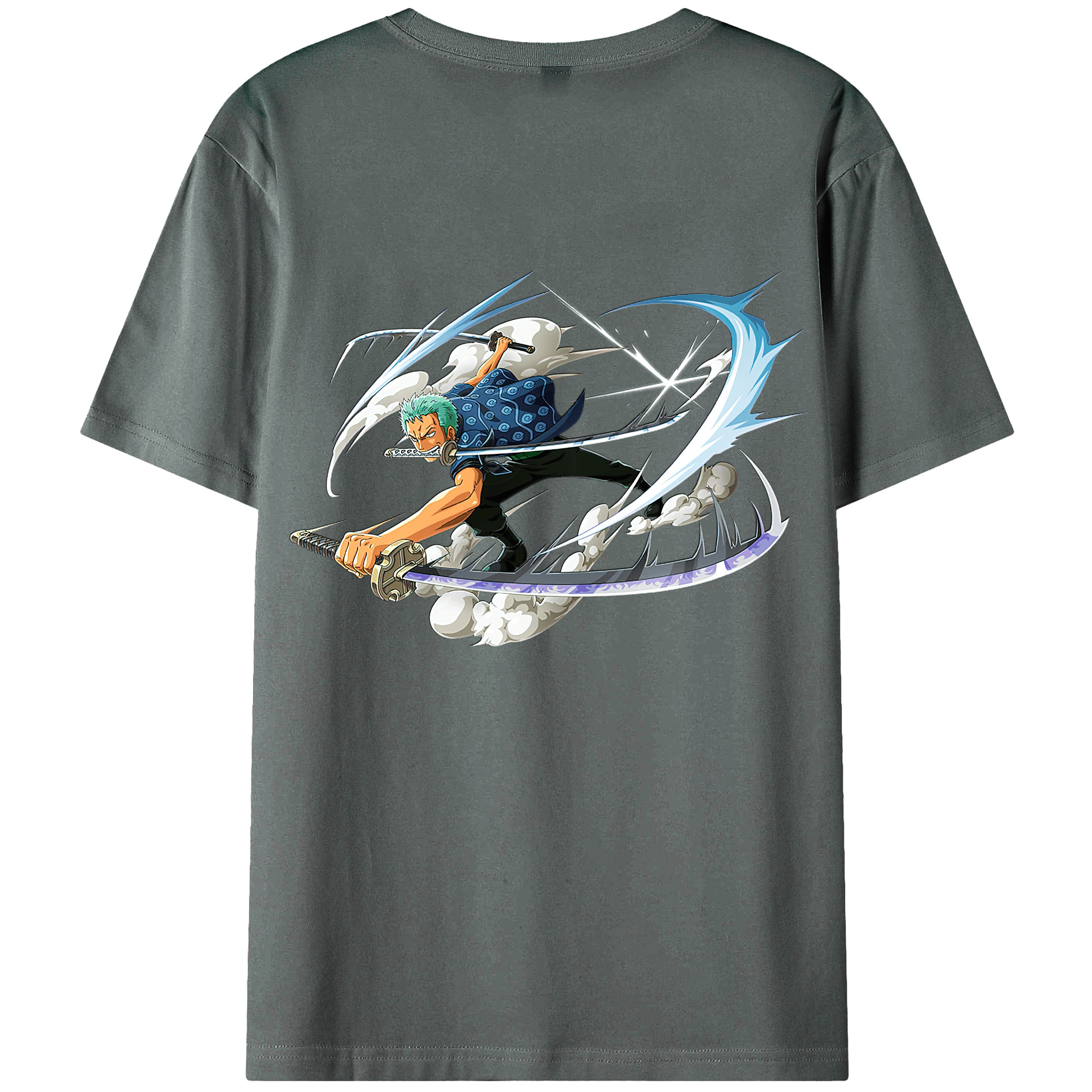 ワンピース ロロノア・ゾロ ONE PIECE Roronoa Zoro 綿100％ メンズ半袖Tシャツ（バックプリント） 通気性